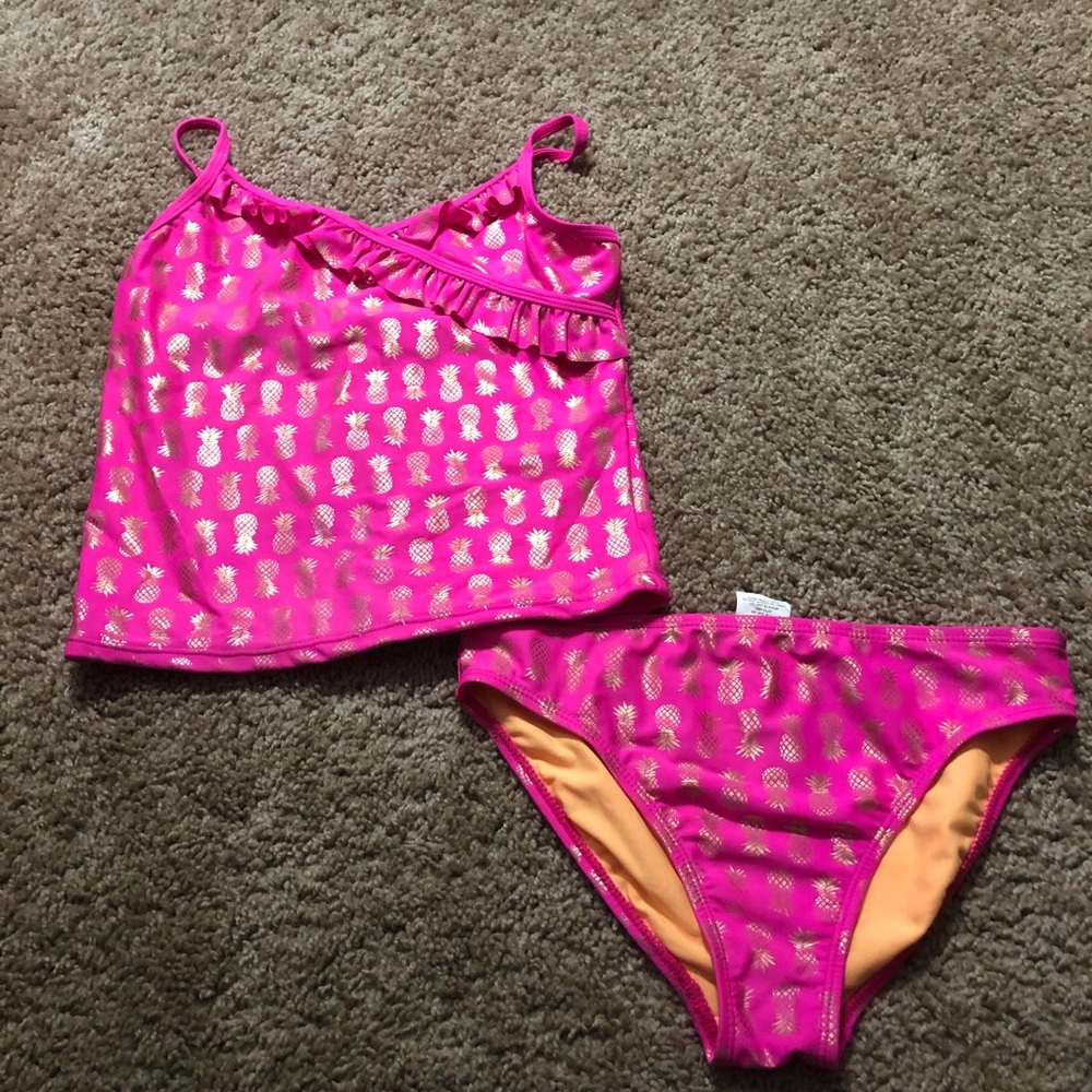 Pink and gold pineapple swimming suit
